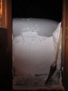 Snow filled doorway