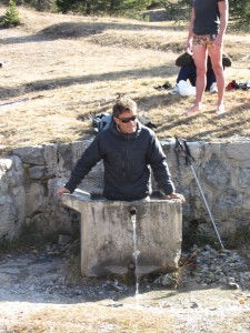 Taking a bath, having a laugh