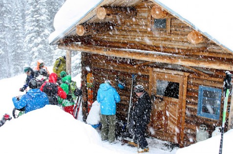 Skinning up at Boulder Hut