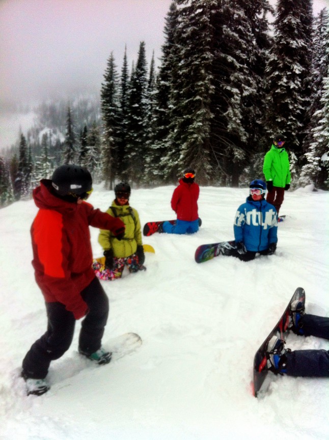 The snowboarding group are all ears...a first!